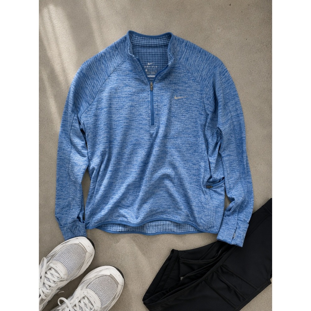 Nike Dri-FIT Element Half Zip Running Top Blue Space Dye Heathered Pullover L